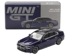 BMW i7 xDrive60 Tanzanite Blue Metallic with Sun Roof Limited Edition 1/64 Diecast Model Car by Mini GT