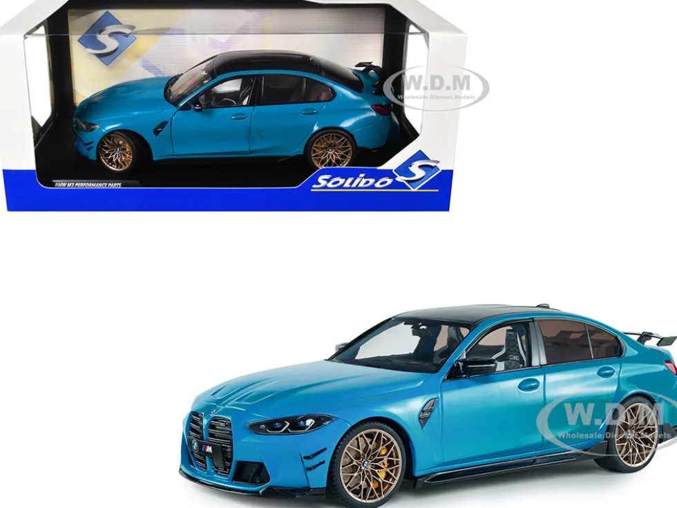 2024 BMW M3 Competition Daytona Beach Blue with Carbon Top 1/18 Diecast Model Car by Solido