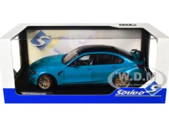 2024 BMW M3 Competition Daytona Beach Blue with Carbon Top 1/18 Diecast Model Car by Solido
