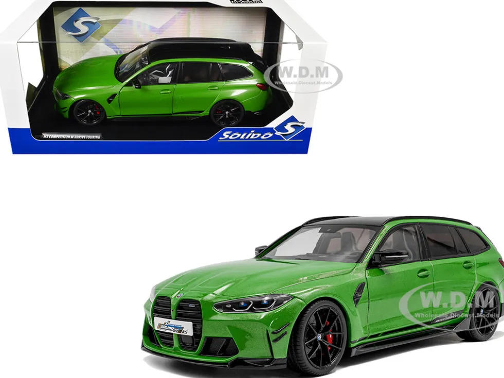 2024 BMW M3 Competition M xDrive Touring Green Metallic with Black Top 1/18 Diecast Model Car by Solido