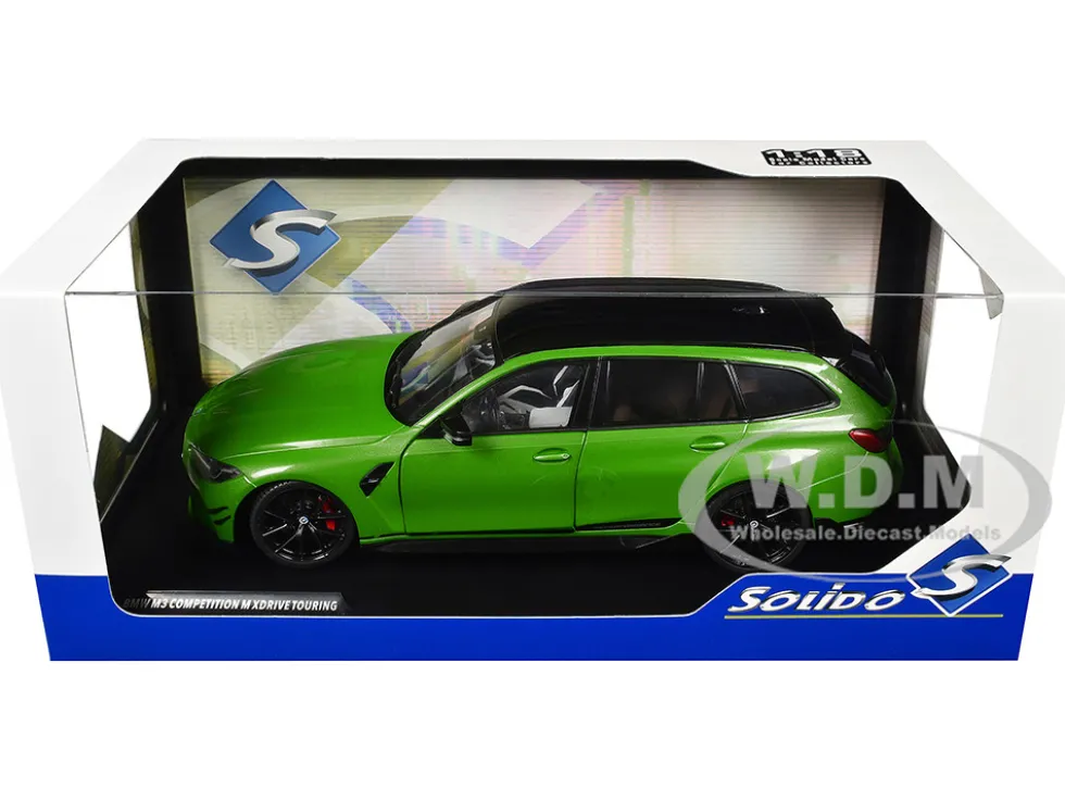 2024 BMW M3 Competition M xDrive Touring Green Metallic with Black Top 1/18 Diecast Model Car by Solido