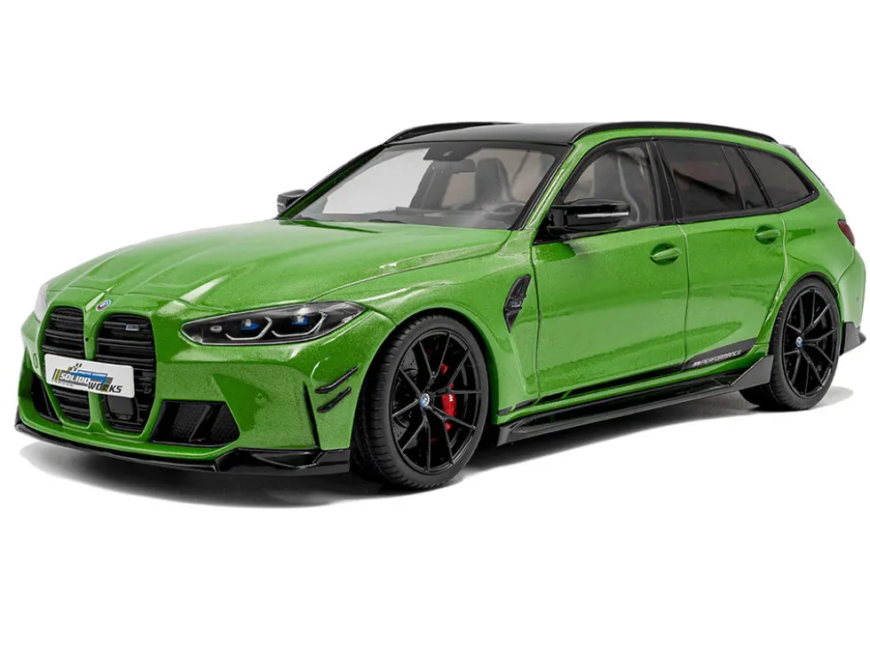 2024 BMW M3 Competition M xDrive Touring Green Metallic with Black Top 1/18 Diecast Model Car by Solido