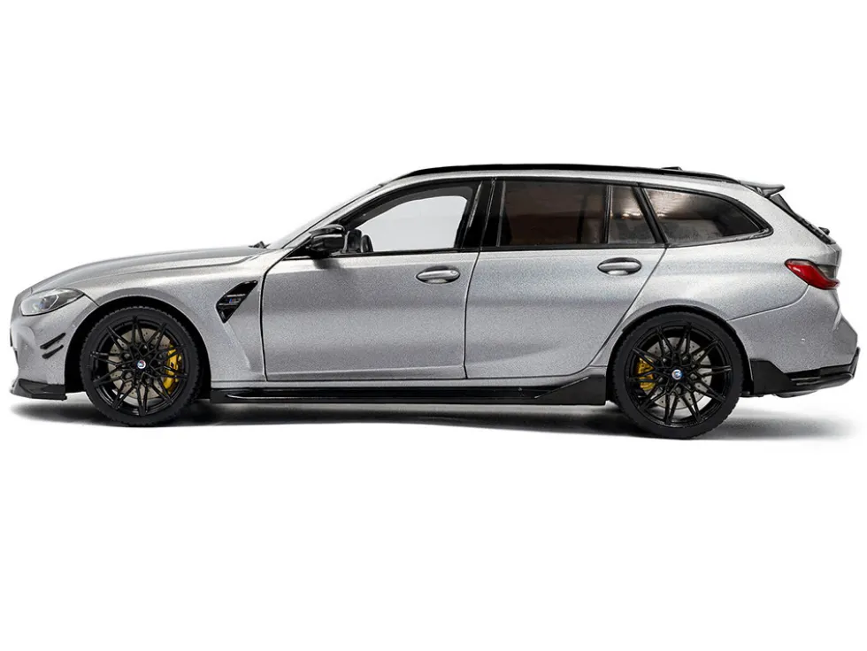 2024 BMW M3 Competition M xDrive Touring Frozen Pure Gray Metallic with Black Top 1/18 Diecast Model Car by Solido