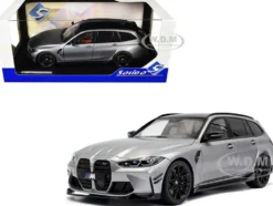 2024 BMW M3 Competition M xDrive Touring Frozen Pure Gray Metallic with Black Top 1/18 Diecast Model Car by Solido