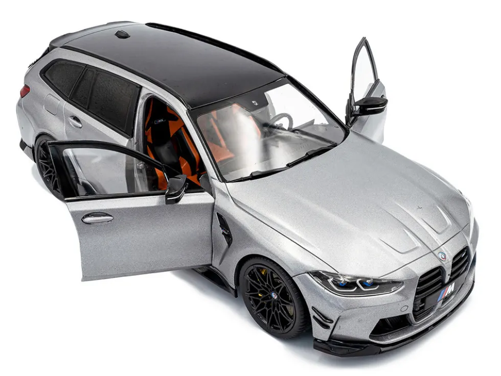 2024 BMW M3 Competition M xDrive Touring Frozen Pure Gray Metallic with Black Top 1/18 Diecast Model Car by Solido