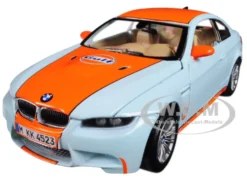 BMW M3 Coupe Gulf Light Blue Orange Stripe 1/24 Diecast Model Car Motormax 79644