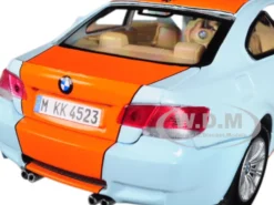 BMW M3 Coupe Gulf Light Blue Orange Stripe 1/24 Diecast Model Car Motormax 79644
