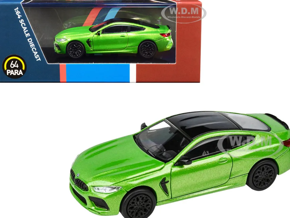 BMW M8 Coupe Java Green Metallic Black Top 1/64 Diecast Model Car Paragon Models PA-55216