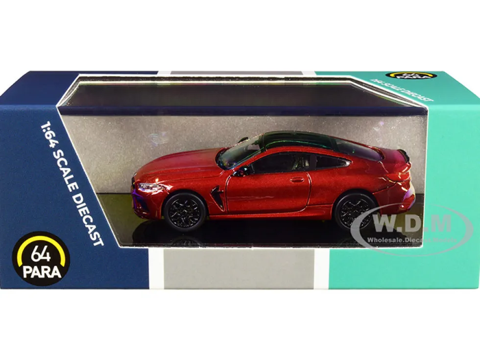 BMW M8 Coupe Motegi Red Metallic Black Top 1/64 Diecast Model Car Paragon Models PA-55211