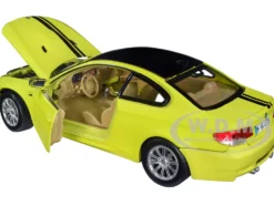 BMW M3 Coupe Neon Yellow Matt Black Top Stripes GT Racing Series 1/24 Diecast Model Car Motormax 79511y