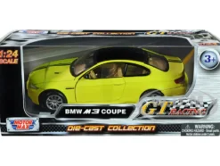 BMW M3 Coupe Neon Yellow Matt Black Top Stripes GT Racing Series 1/24 Diecast Model Car Motormax 79511y