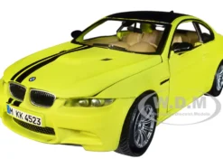 BMW M3 Coupe Neon Yellow Matt Black Top Stripes GT Racing Series 1/24 Diecast Model Car Motormax 79511y
