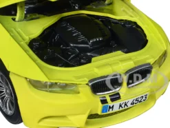 BMW M3 Coupe Neon Yellow Matt Black Top Stripes GT Racing Series 1/24 Diecast Model Car Motormax 79511y
