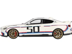BMW M4 3.0 CSL #50 White with Blue and Red Stripes 1/18 Model Car by Top Speed