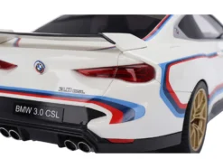 BMW M4 3.0 CSL #50 White with Blue and Red Stripes 1/18 Model Car by Top Speed
