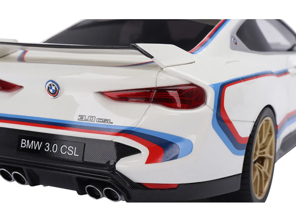 BMW M4 3.0 CSL #50 White with Blue and Red Stripes 1/18 Model Car by Top Speed