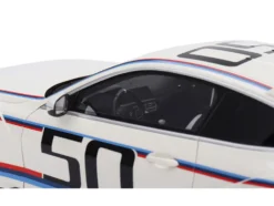 BMW M4 3.0 CSL #50 White with Blue and Red Stripes 1/18 Model Car by Top Speed