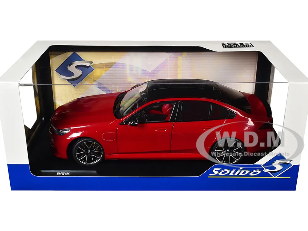 2025 BMW M5 Fire Red with Black Top 1/18 Diecast Model Car by Solido