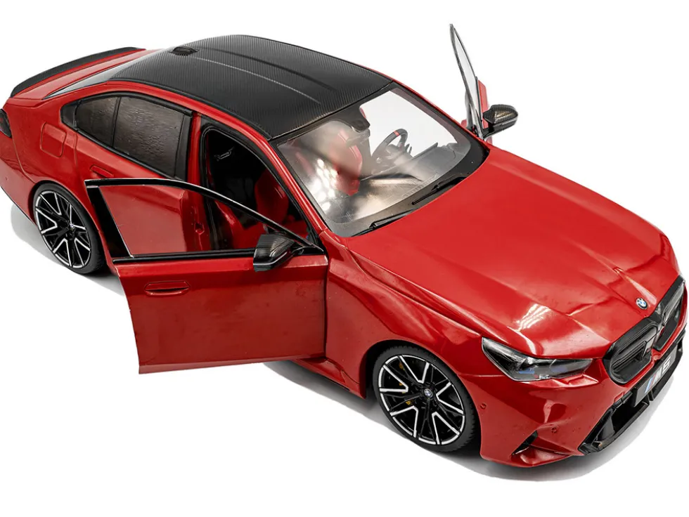 2025 BMW M5 Fire Red with Black Top 1/18 Diecast Model Car by Solido