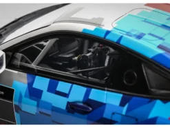 2024 BMW M4 GT4 #1 "M Motorsport Livery" Black and White with Red and Blue Graphics Limited Edition to 999 pieces Worldwide 1/18 Model Car by Otto Mobile