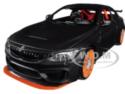 BMW M4 GTS Gray Carbon Top Orange Wheels 1/24 Diecast Model Car Maisto 31246