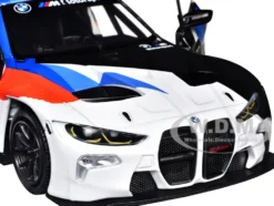 BMW M4 GT3 #1 White with Black, Blue and Red Graphics "GT Racing" Series 1/24 Diecast Model Car by Motormax