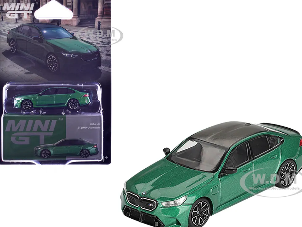 BMW M5 Isle of Man Green Metallic with Carbon Top Limited Edition 1/64 Diecast Model Car by Mini GT
