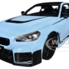2024 BMW M2 Performance Parts Zandvoort Blue with Carbon Top and Black Stripes 1/18 Diecast Model Car by Solido