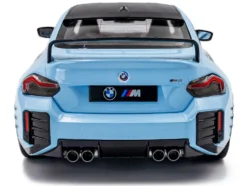 2024 BMW M2 Performance Parts Zandvoort Blue with Carbon Top and Black Stripes 1/18 Diecast Model Car by Solido