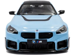 2024 BMW M2 Performance Parts Zandvoort Blue with Carbon Top and Black Stripes 1/18 Diecast Model Car by Solido