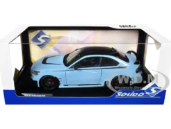 2024 BMW M2 Performance Parts Zandvoort Blue with Carbon Top and Black Stripes 1/18 Diecast Model Car by Solido