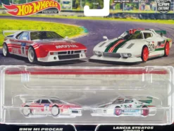 BMW M1 Procar #8 White with Red Stripes and Lancia Stratos Group 5 #829 White with Stripes Car Culture Set of 2 Cars Diecast Model Cars Hot Wheels HFF30