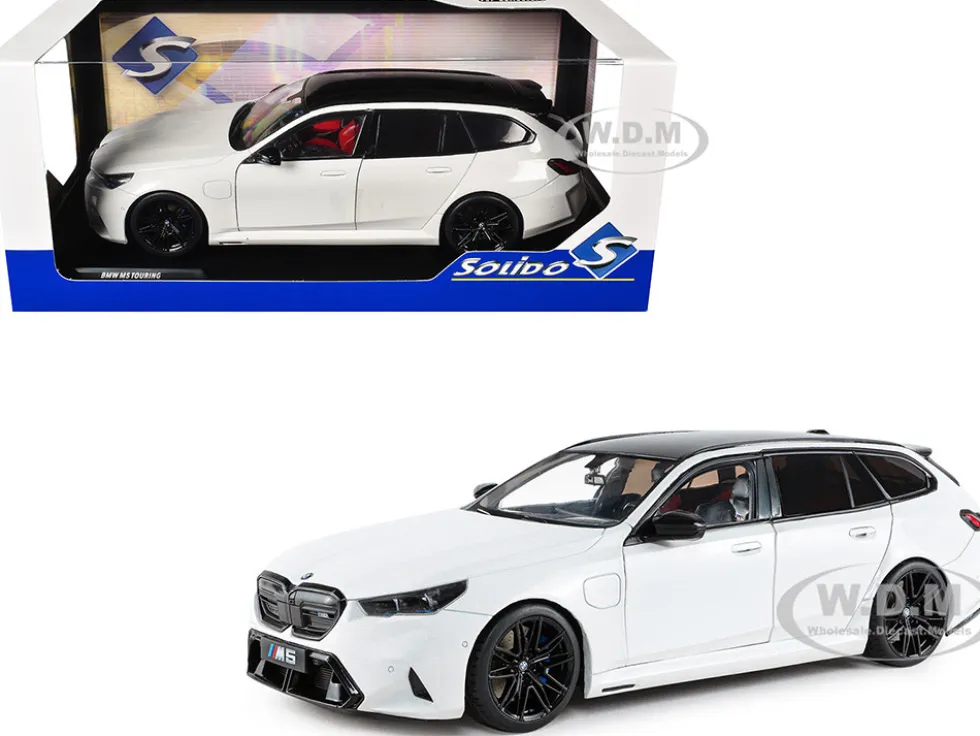 2025 BMW M5 Touring Alpine White with Black Top 1/18 Diecast Model Car by Solido