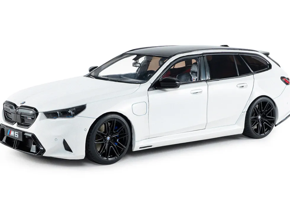 2025 BMW M5 Touring Alpine White with Black Top 1/18 Diecast Model Car by Solido
