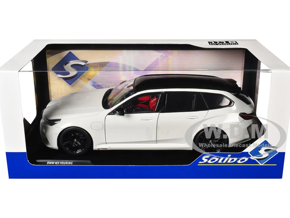2025 BMW M5 Touring Alpine White with Black Top 1/18 Diecast Model Car by Solido