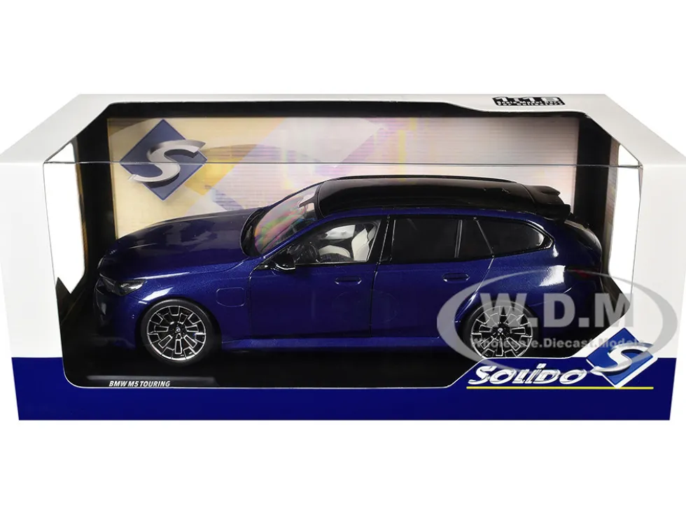 2025 BMW M5 Touring Marina Bay Blue Metallic with Black Top 1/18 Diecast Model Car by Solido