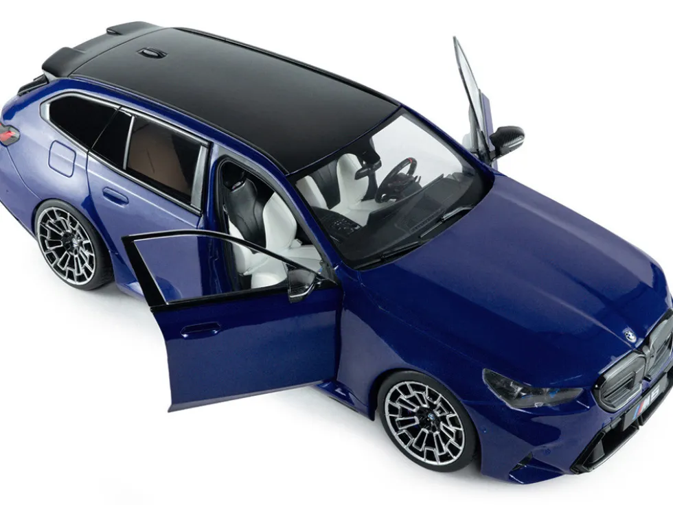 2025 BMW M5 Touring Marina Bay Blue Metallic with Black Top 1/18 Diecast Model Car by Solido
