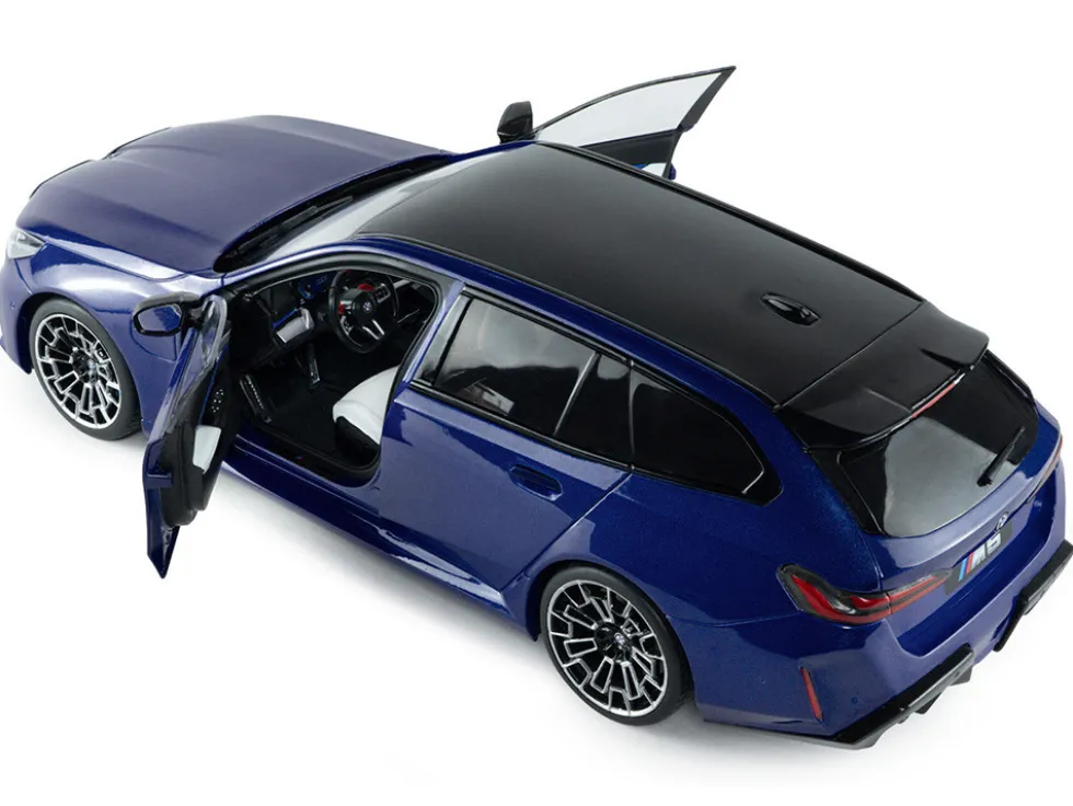 2025 BMW M5 Touring Marina Bay Blue Metallic with Black Top 1/18 Diecast Model Car by Solido