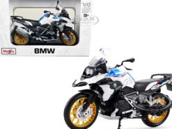 BMW R1250 GS White Blue Red Stripes 1/12 Diecast Motorcycle Model Maisto 31101-20100