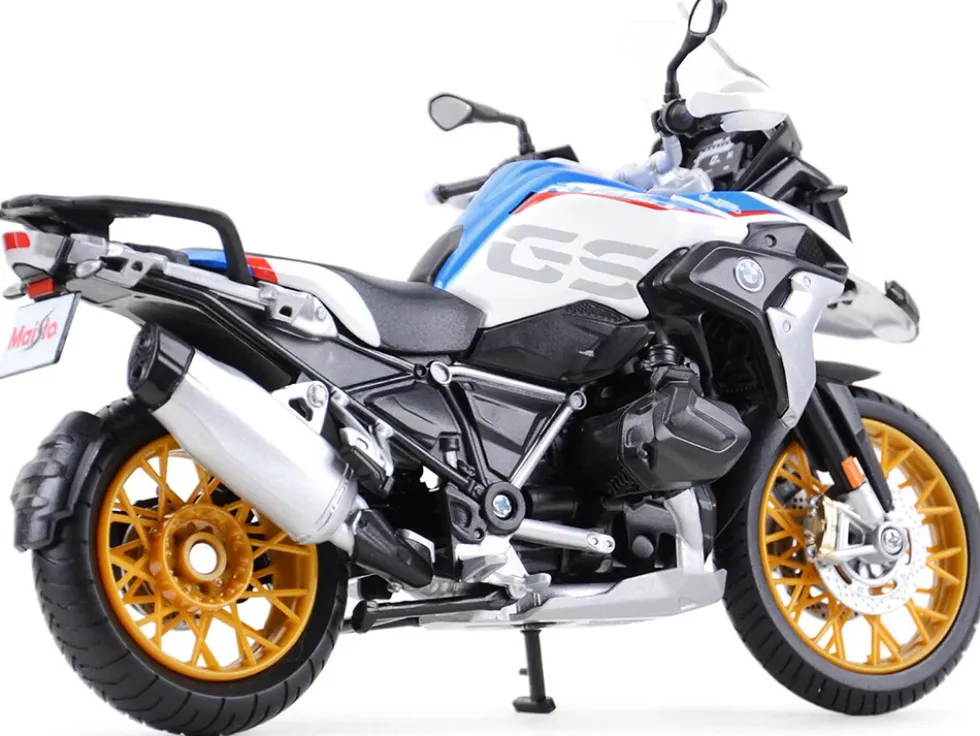 BMW R1250 GS White Blue Red Stripes 1/12 Diecast Motorcycle Model Maisto 31101-20100