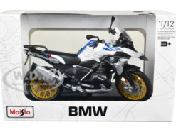BMW R1250 GS White Blue Red Stripes 1/12 Diecast Motorcycle Model Maisto 31101-20100