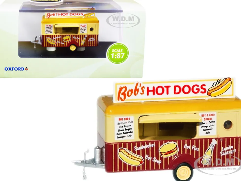 Bob's Hot Dogs Mobile Food Trailer 1/87 HO Scale Diecast Model Oxford Diecast 87TR001