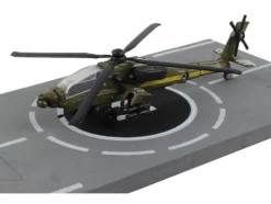 Boeing AH 64 Apache Helicopter Olive Drab United States Army with Runway Section Diecast Model Runway24 RW010