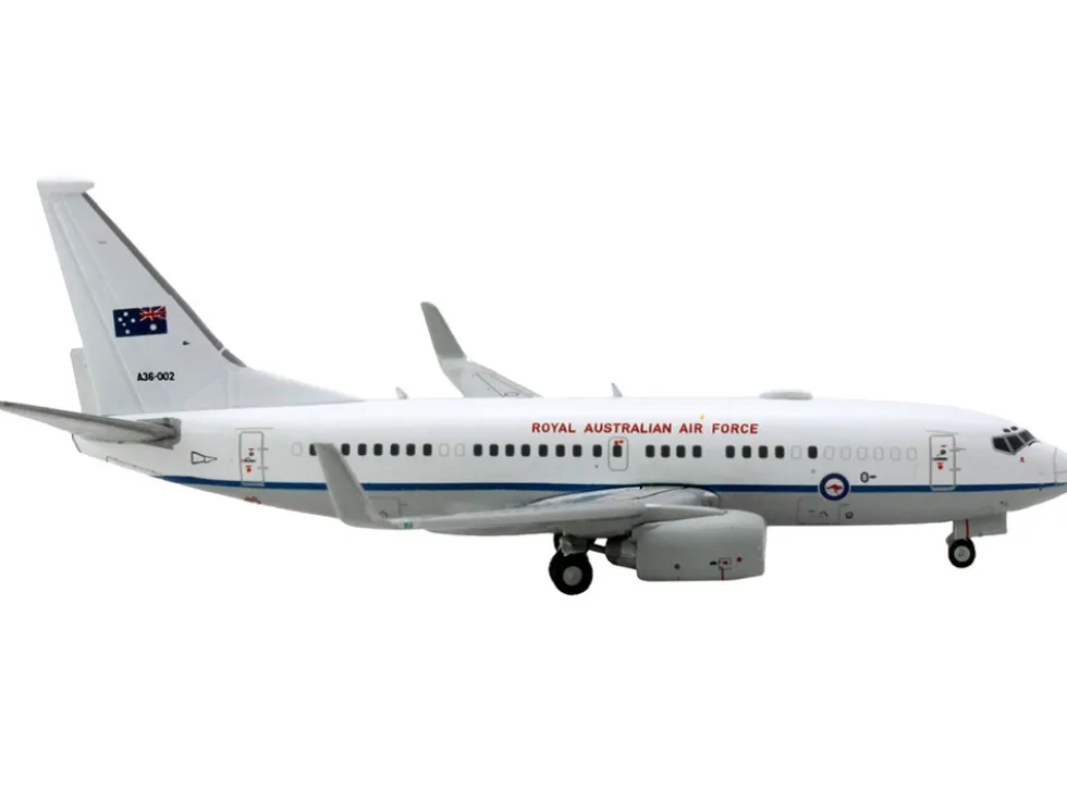 Boeing 737 700 Aircraft Royal Australian Air Force A36 002 White with Blue Stripes Gemini Macs Series 1/400 Diecast Model Airplane GeminiJets GM134