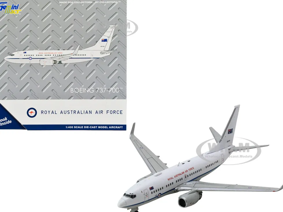 Boeing 737 700 Aircraft Royal Australian Air Force A36 001 White with Blue Stripes Gemini Macs Series 1/400 Diecast Model Airplane GeminiJets GM133