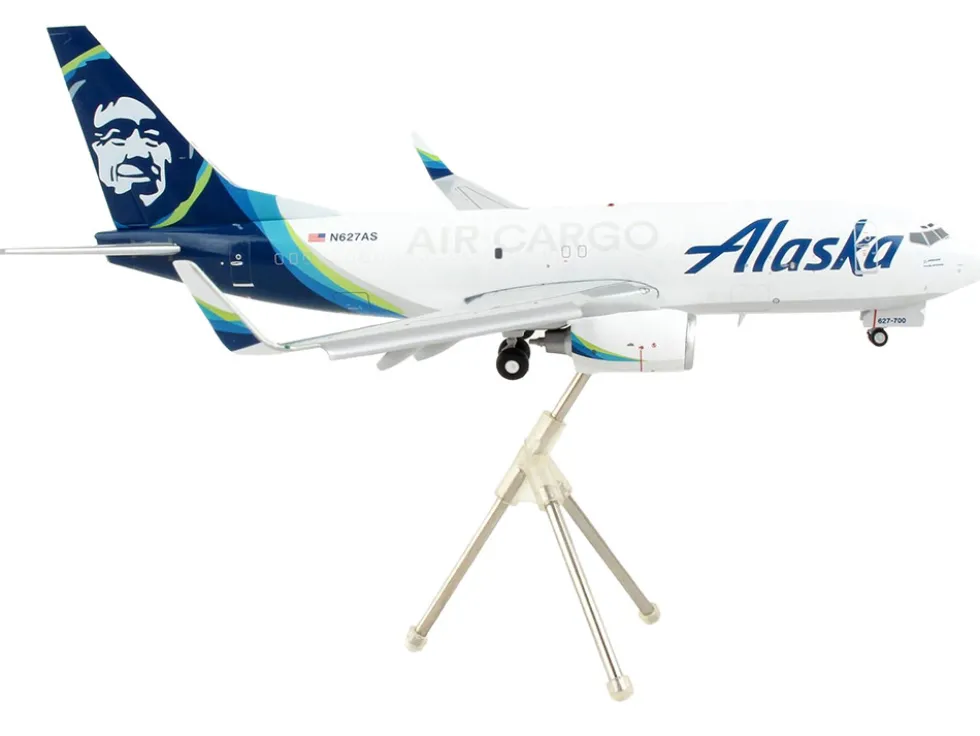Boeing 737 700BDSF Commercial Aircraft with Flaps Down Alaska Air Cargo White with Blue Tail Gemini 200 Series 1/200 Diecast Model Airplane GeminiJets G2ASA1019F