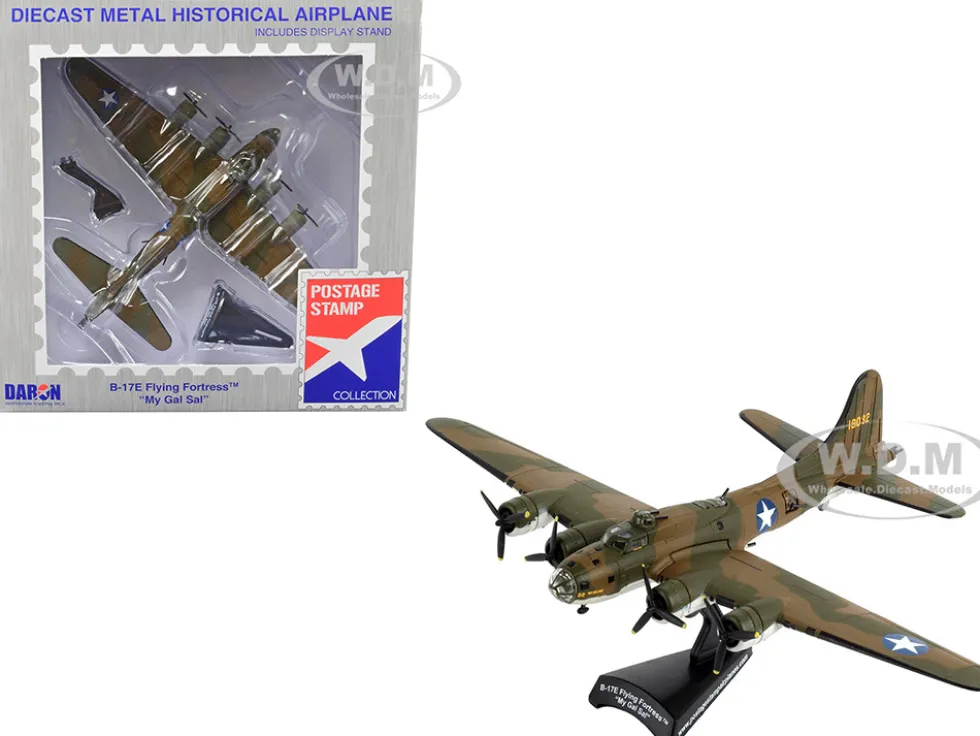 Boeing B 17E Flying Fortress Bomber Aircraft My Gal Sal United States Army Air Corps 1/155 Diecast Model Airplane Postage Stamp PS5413-1