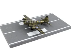 Boeing B 17 Flying Fortress Bomber Aircraft Olive Green Camouflage United States Army Air Force with Runway Section Diecast Model Airplane Runway24 RW030