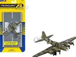 Boeing B 17 Flying Fortress Bomber Aircraft Olive Green Camouflage United States Army Air Force with Runway Section Diecast Model Airplane Runway24 RW030