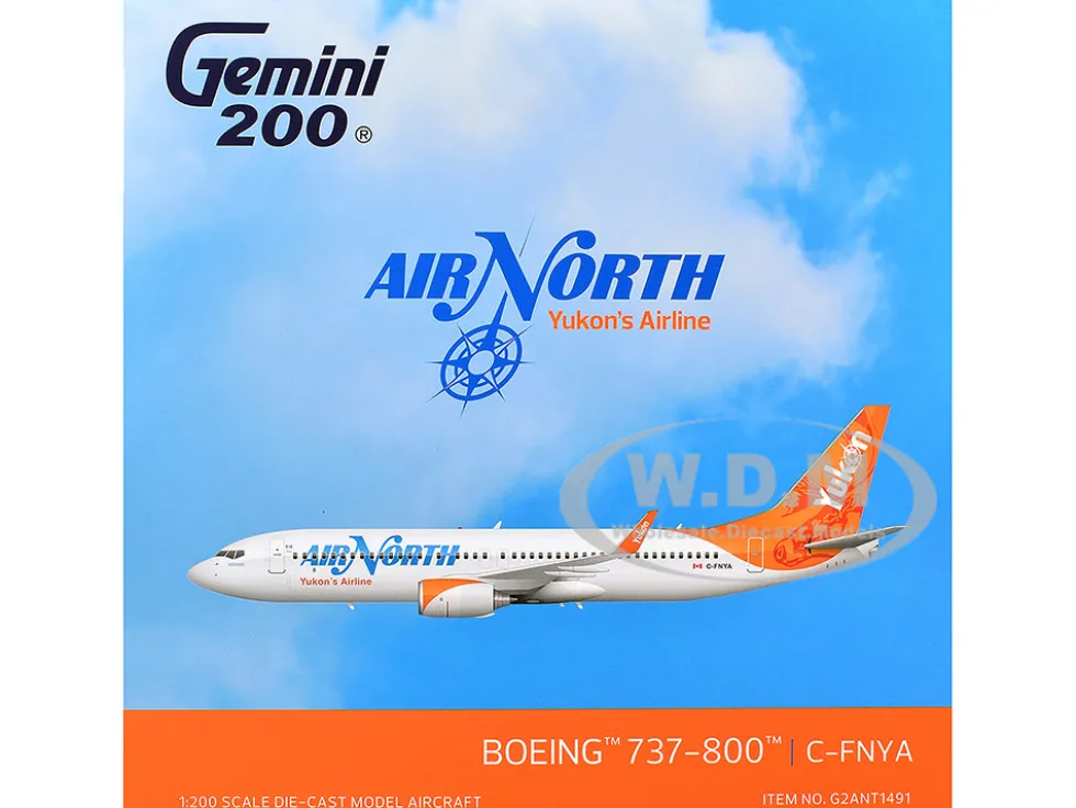 Boeing 737-800 Commercial Aircraft "Air North" (C-FNYA) White with Orange Tail "Gemini 200" Series 1/200 Diecast Model Airplane by GeminiJets